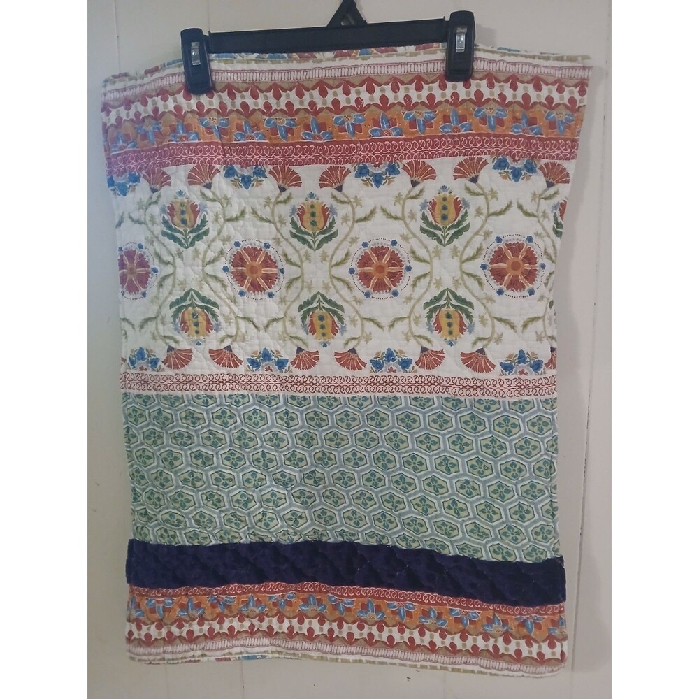 Boho  Pillow Case Quilted Paisley Floral Pillowsham 100%Cotton Batting 20x26